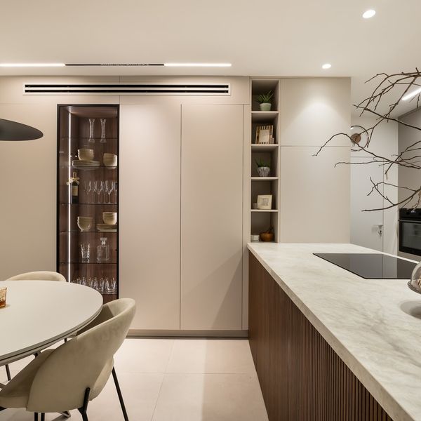 Kitchen and dining area designed by TwoDesign